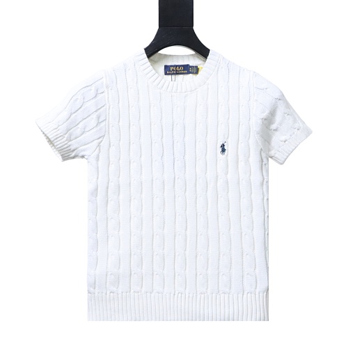 Ralph Lauren Cable-Knit Cotton Short-Sleeve Sweater White