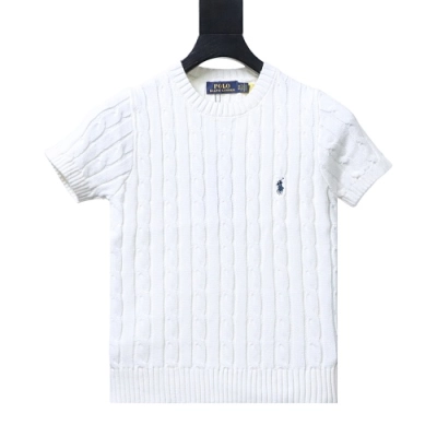 Ralph Lauren Cable-Knit Cotton Short-Sleeve Sweater White 01