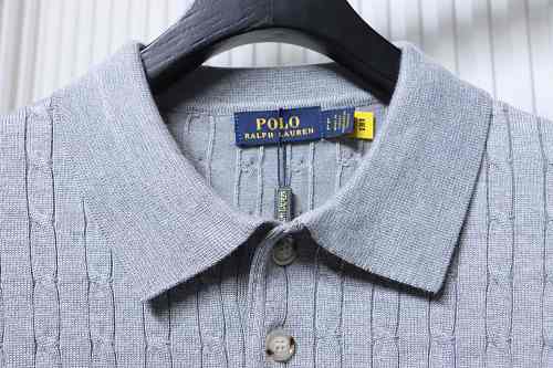 Ralph Lauren Cable-Knit Knitted Polo Shirt Grey