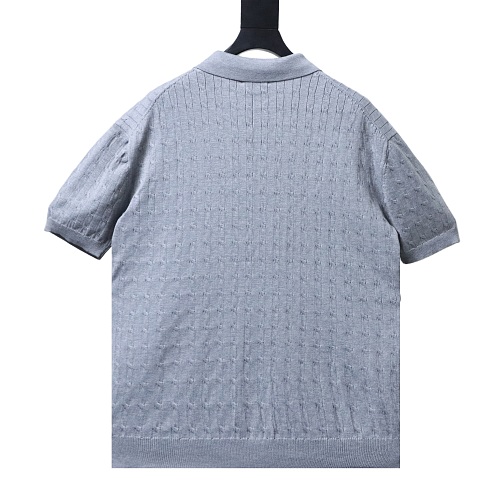 Ralph Lauren Cable-Knit Knitted Polo Shirt Grey