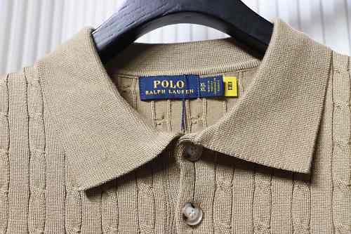 Ralph Lauren Cable-Knit Knitted Polo Shirt Khaki