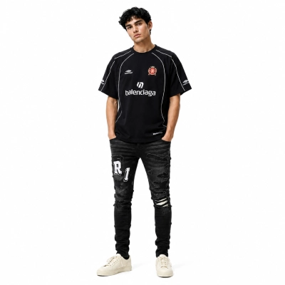 Balenciaga Paris Soccer Oversized T-Shirt+Amiri Jeans PK 8815 01