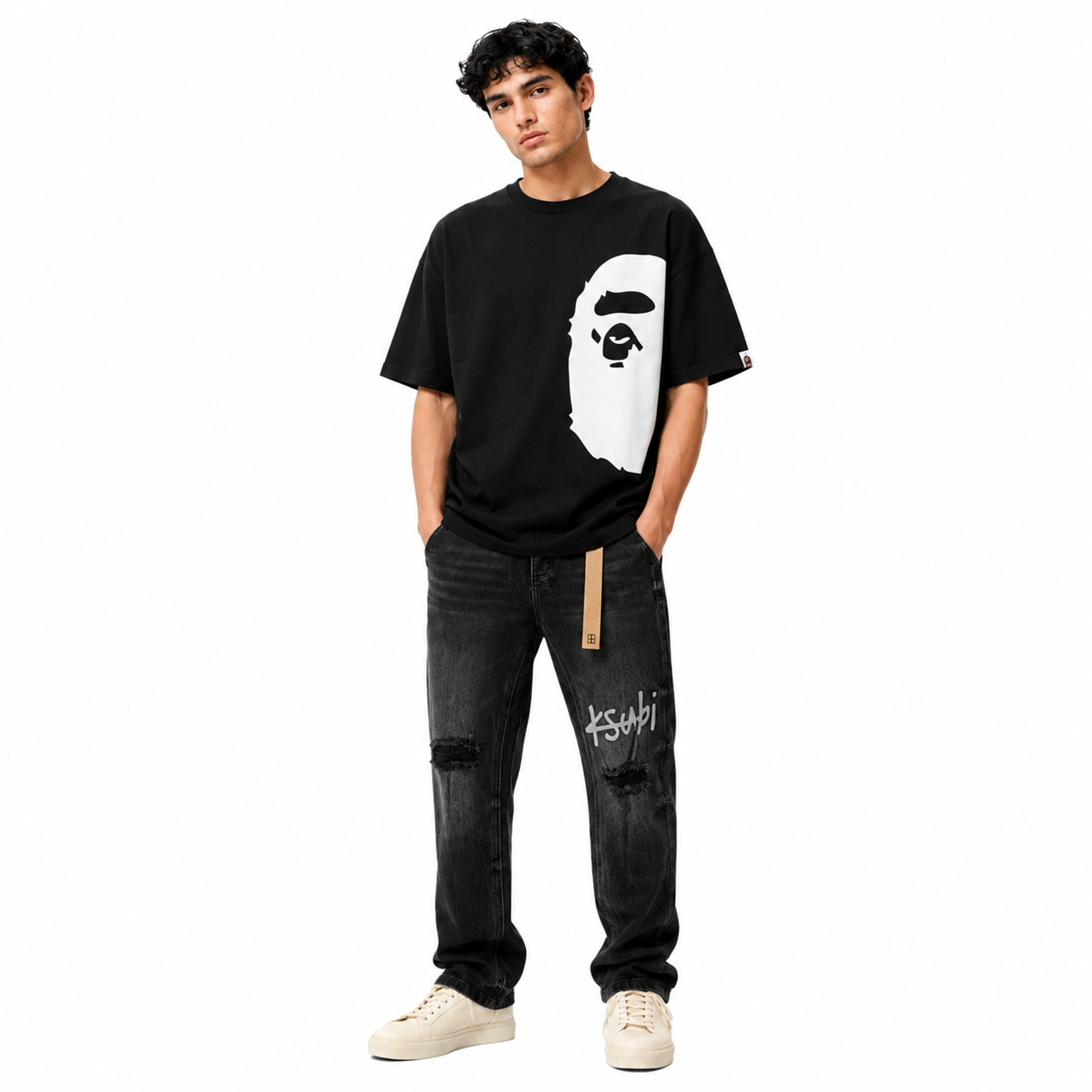 BAPE T-Shirt -#1338+Ksubi Jean #9012