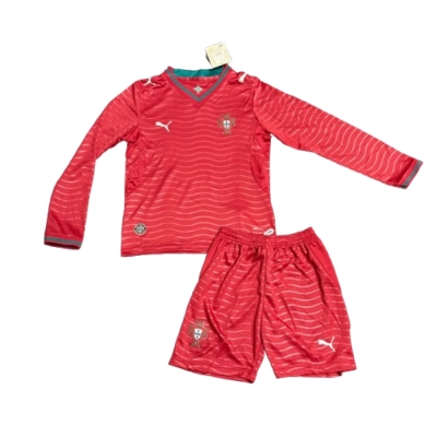 Kids long-sleeved 2026 Portugal home jersey 01