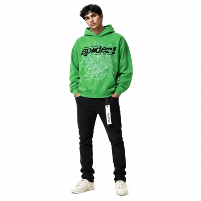Sp5der P*NK Hoodie Green+Purple Brand Fashion Men Jeans 4 01