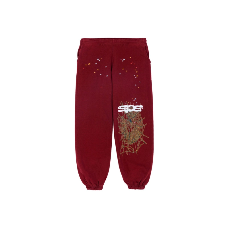 Chrome Hearts Horseshoe Floral Cross-Sleeve Zip Up Hoodie 'Black/White'+Sp5der Logo Sweatpant Maroon