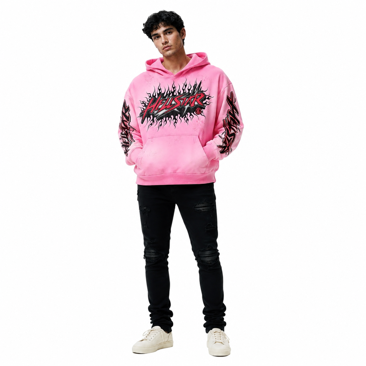 Hellstar Brainwashed Without Brain HoodiePink FW23+Amiri Black MX1 Jeans