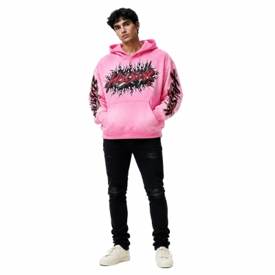 Hellstar Brainwashed Without Brain HoodiePink FW23+Amiri Black MX1 Jeans 01