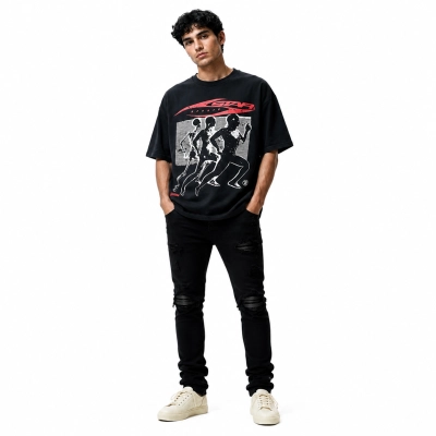 Hellstar T-Shirt-6758#+Amiri Black MX1 Jeans 01