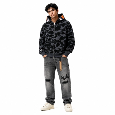 BAPE Color Camo Shark Zip Hoodie Black 4580793319054+Ksubi Jean #9013 01
