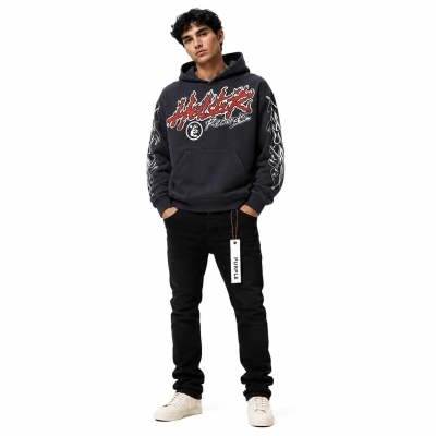 Hellstar Records Sweatshirt Vintage Black+Purple Brand Fashion Men Jeans 4 01
