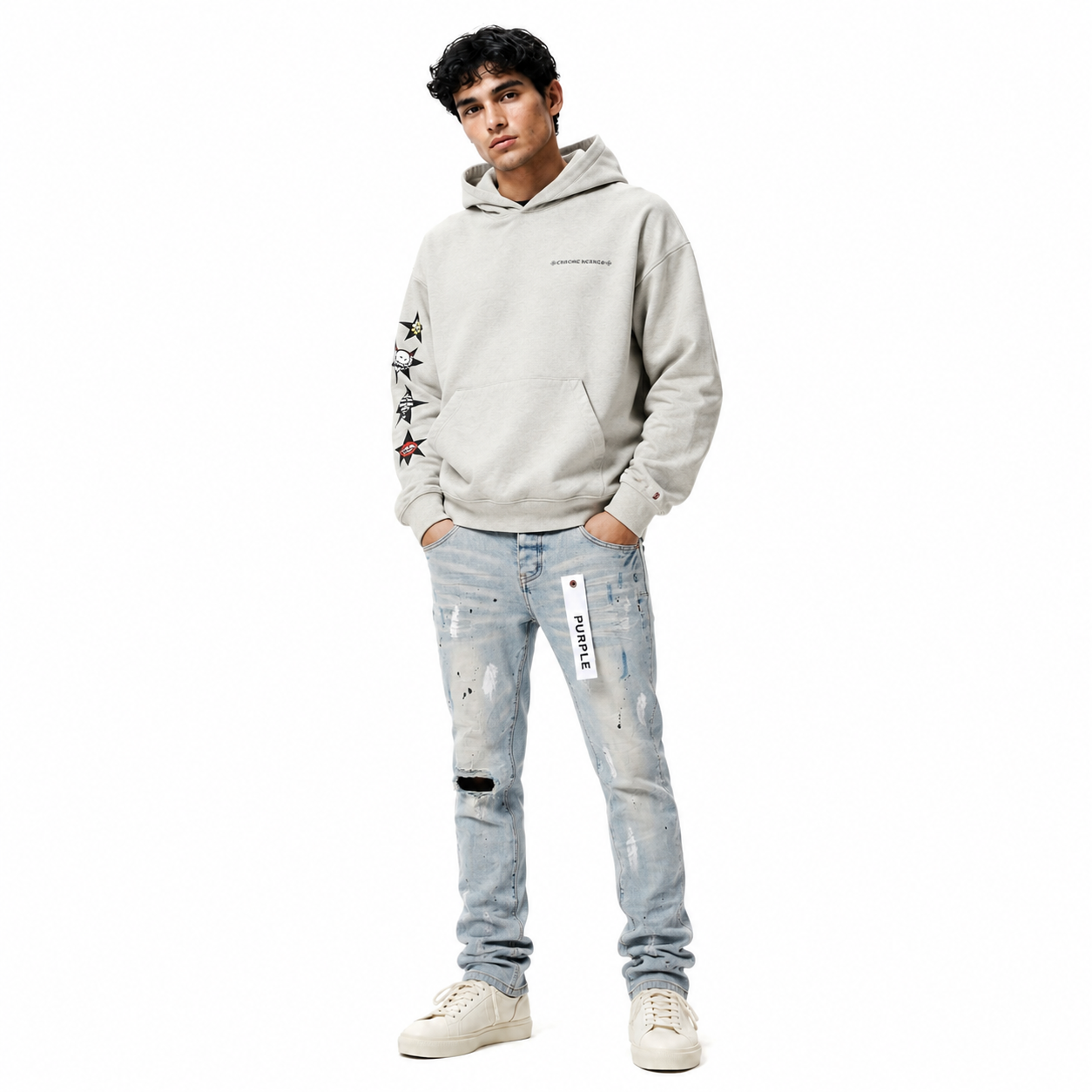 Chrome Hearts Matty Boy Hoodie Grey+Purple Brand Fashion Men Jeans 2
