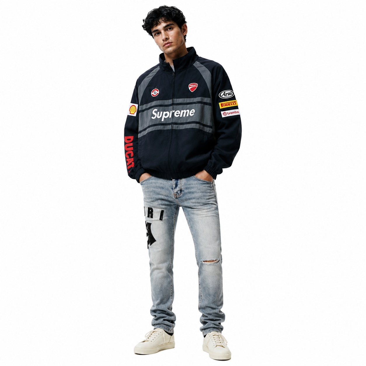 Supreme × Ducati Track Jacket+Amiri Jeans