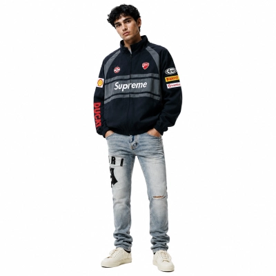 Supreme × Ducati Track Jacket+Amiri Jeans 01