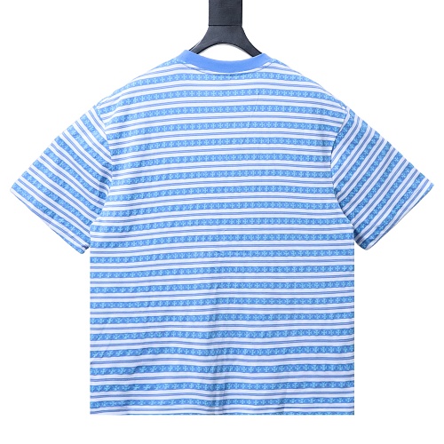 Chrome Hearts Blue &amp; White Striped Cross T-Shirt