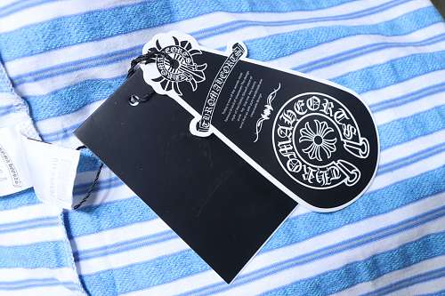 Chrome Hearts Blue &amp; White Striped Cross T-Shirt