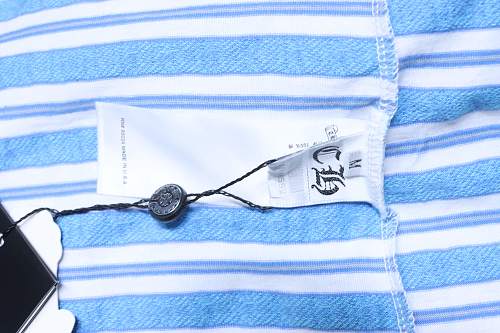 Chrome Hearts Blue &amp; White Striped Cross T-Shirt