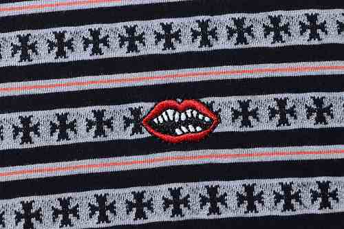 Chrome Hearts Matty Boy Striped All Over Cross Short Sleeve Tee