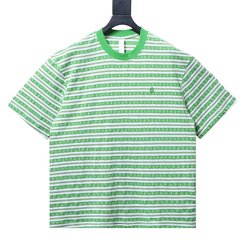Chrome Hearts Striped Jacquard Cemetery Cross Short Sleeve T-Shirt (Green/White)