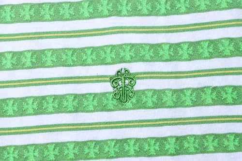 Chrome Hearts Striped Jacquard Cemetery Cross Short Sleeve T-Shirt (Green/White)