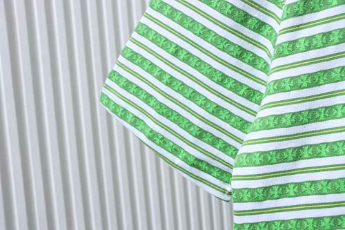 Chrome Hearts Striped Jacquard Cemetery Cross Short Sleeve T-Shirt (Green/White)