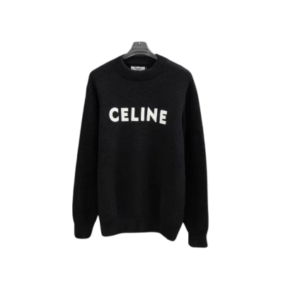CELINE  Oversized crew-neck sweater in ribbed wool  01