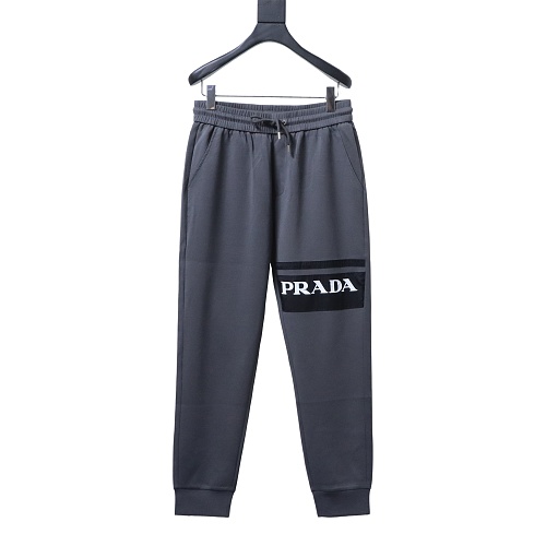 Prada Letter-Print Trousers Grey
