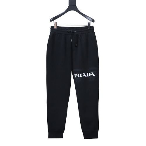 Prada Letter-Print Trousers Black