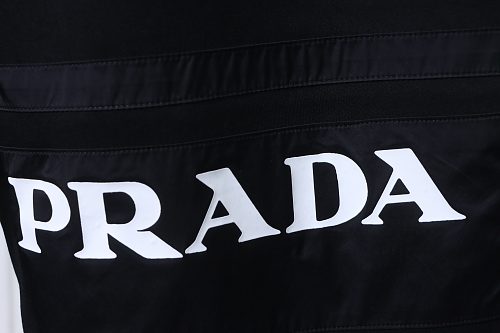 Prada Letter-Print Trousers Black
