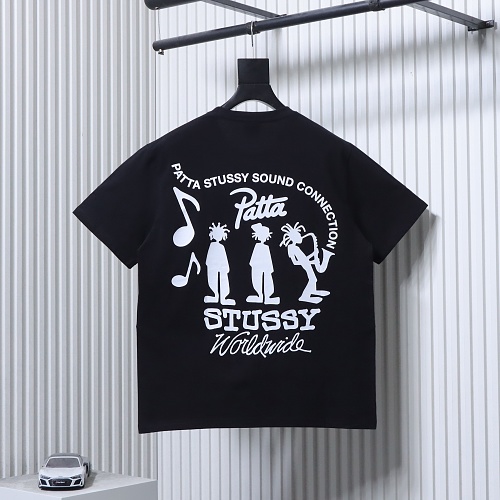 Stussy Band portrait print short-sleeved shirt Black