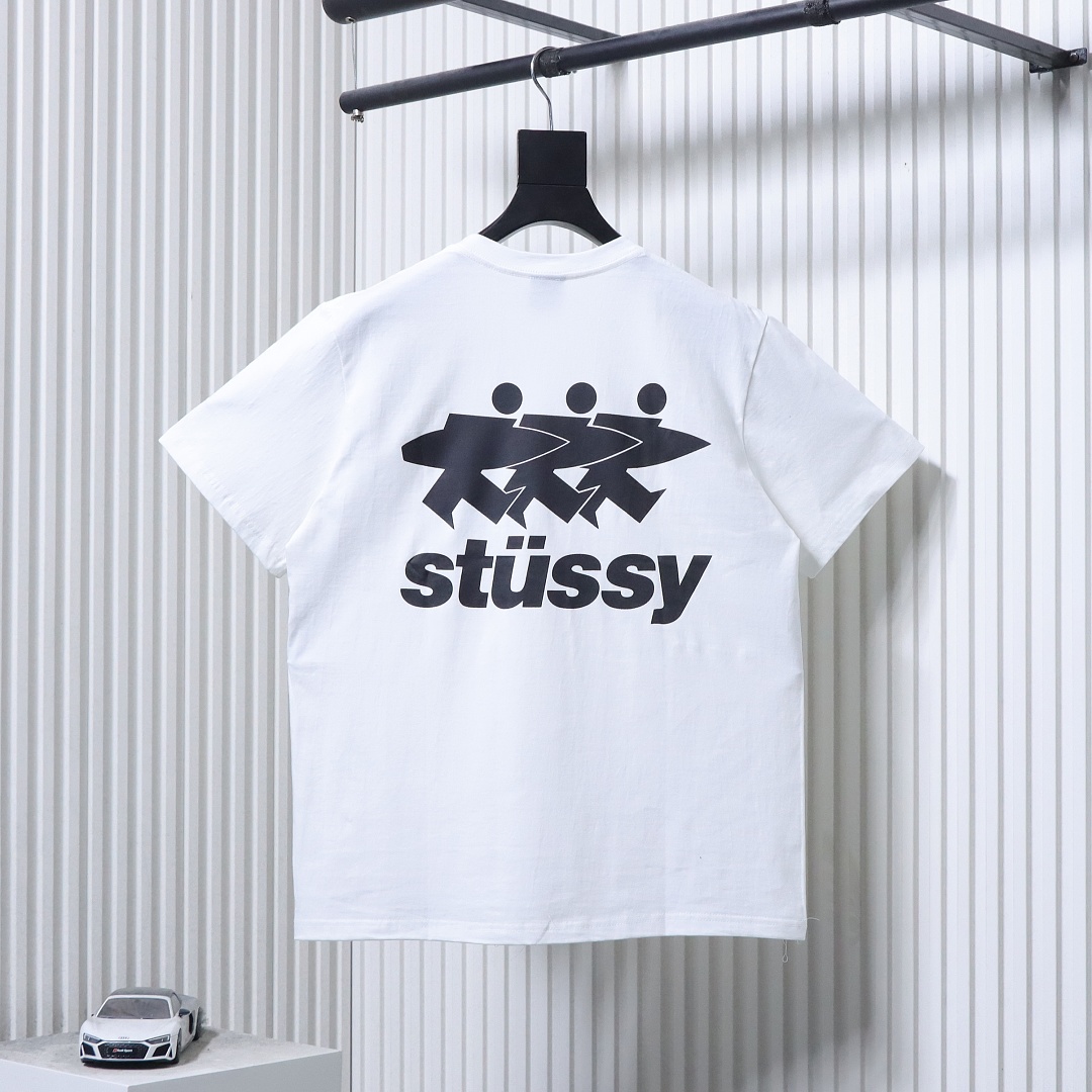 Stussy Three Little People Print Short-Sleeve white