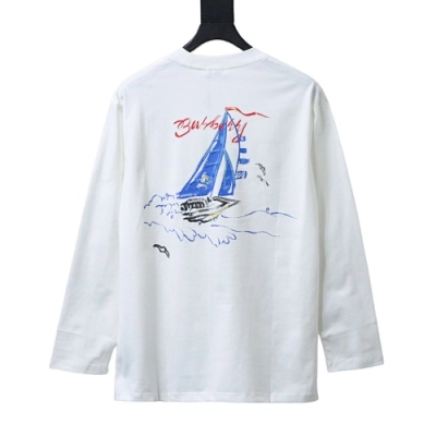  Burberry Sailboat Print Long-Sleeve T-Shirt White 01