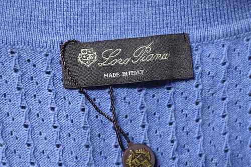Loro Piana Wide-Rib Short-Sleeve Polo Sweater Blue