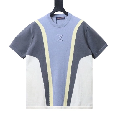 Louis Vuitton Color Block Embossed LV Knit Short Sleeve Crewneck 01