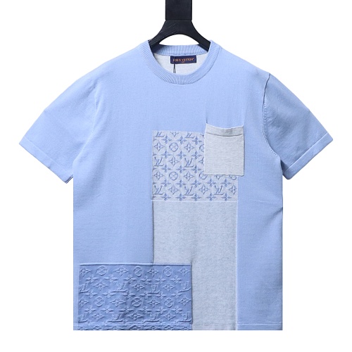 Louis Vuitton Knitted Patchwork Denim Short-Sleeved Crewneck