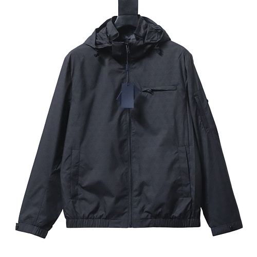 Prada hooded blouson jacket black