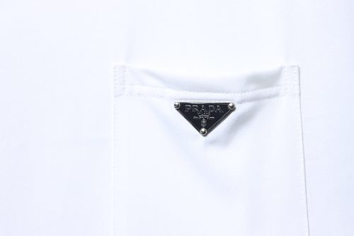 Prada Triangle Logo Pocket Long Sleeve Crew Neck T-shirt