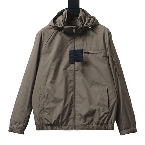 Prada hooded blouson jacket coffee-colored