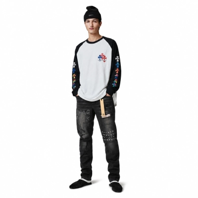 Chrome Hearts Multi Color Cross Raglan Long Sleeve T-Shirt-94#+Ksubi Jeans PK 3015 01