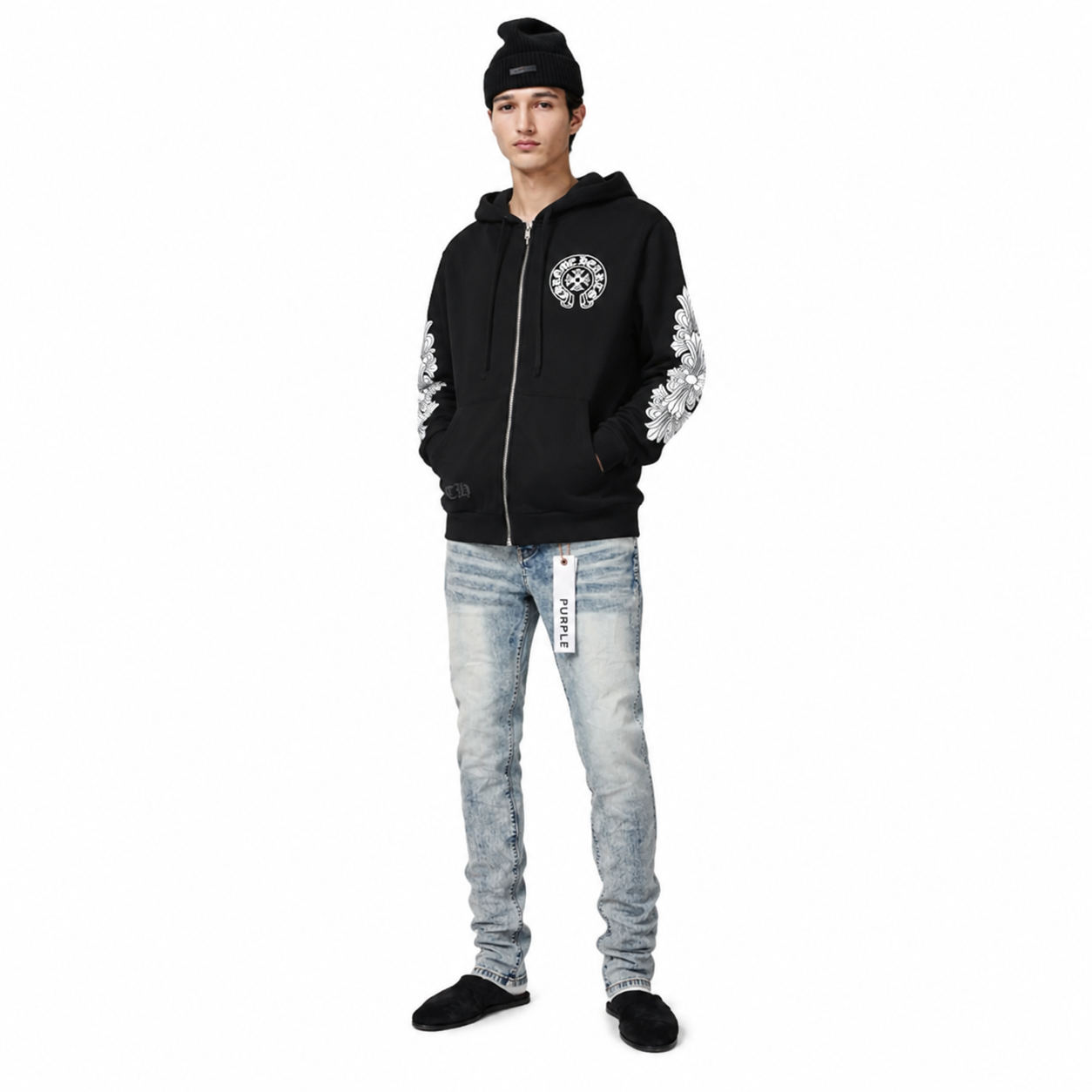 Chrome Hearts Zip‑Up Hoodie-K22+Purple Brand Fashion Men Jeans YZ072421