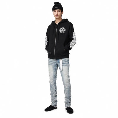 Chrome Hearts Zip‑Up Hoodie-K22+Purple Brand Fashion Men Jeans YZ072421 01