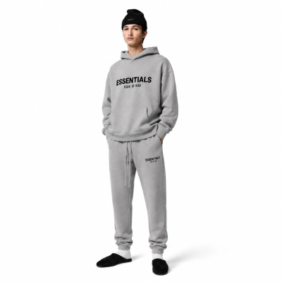 Fear of God Essentials SS22 Relaxed Set Dark Oatmeal Grey 01