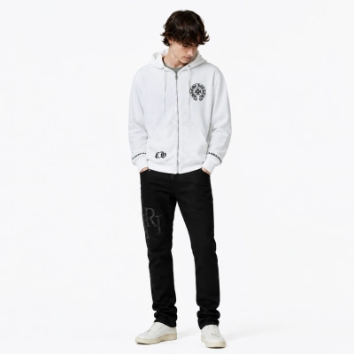Chrome Hearts Horseshoe Logo Zip-Up Hooded Sweatshirt+Amiri Jeans PK 8918 01