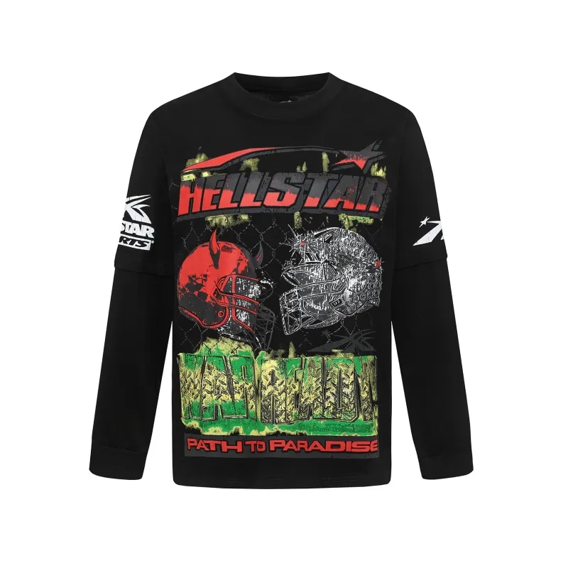 Hellstar 'War Ready' Long-Sleeve T-Shirt D3235 Black+Purple Brand