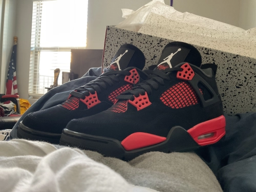 PK God Batch Air Jordan 4 Red Thunder CT8527-016 review 
