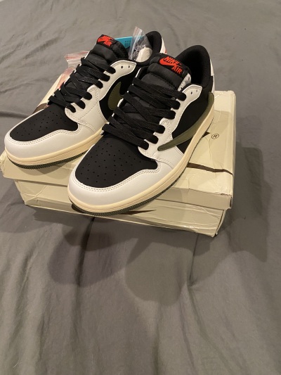 Special offer Batch Travis Scott x Air Jordan 1 Low OG Olive DZ4137-106 review Fett 05