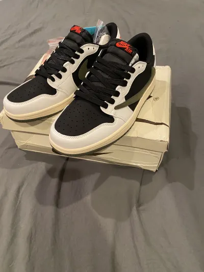 Special offer Batch Travis Scott x Air Jordan 1 Low OG Olive DZ4137-106 review Fett 05