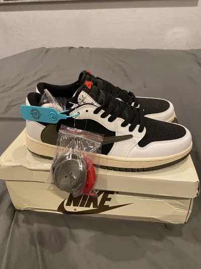 Special offer Batch Travis Scott x Air Jordan 1 Low OG Olive DZ4137-106 review Fett 07