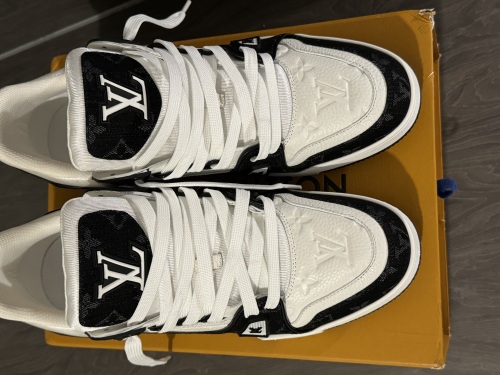 PK God Batch LOUIS VUITTON Trainer Black And White Cloth Cover VL1202  review 