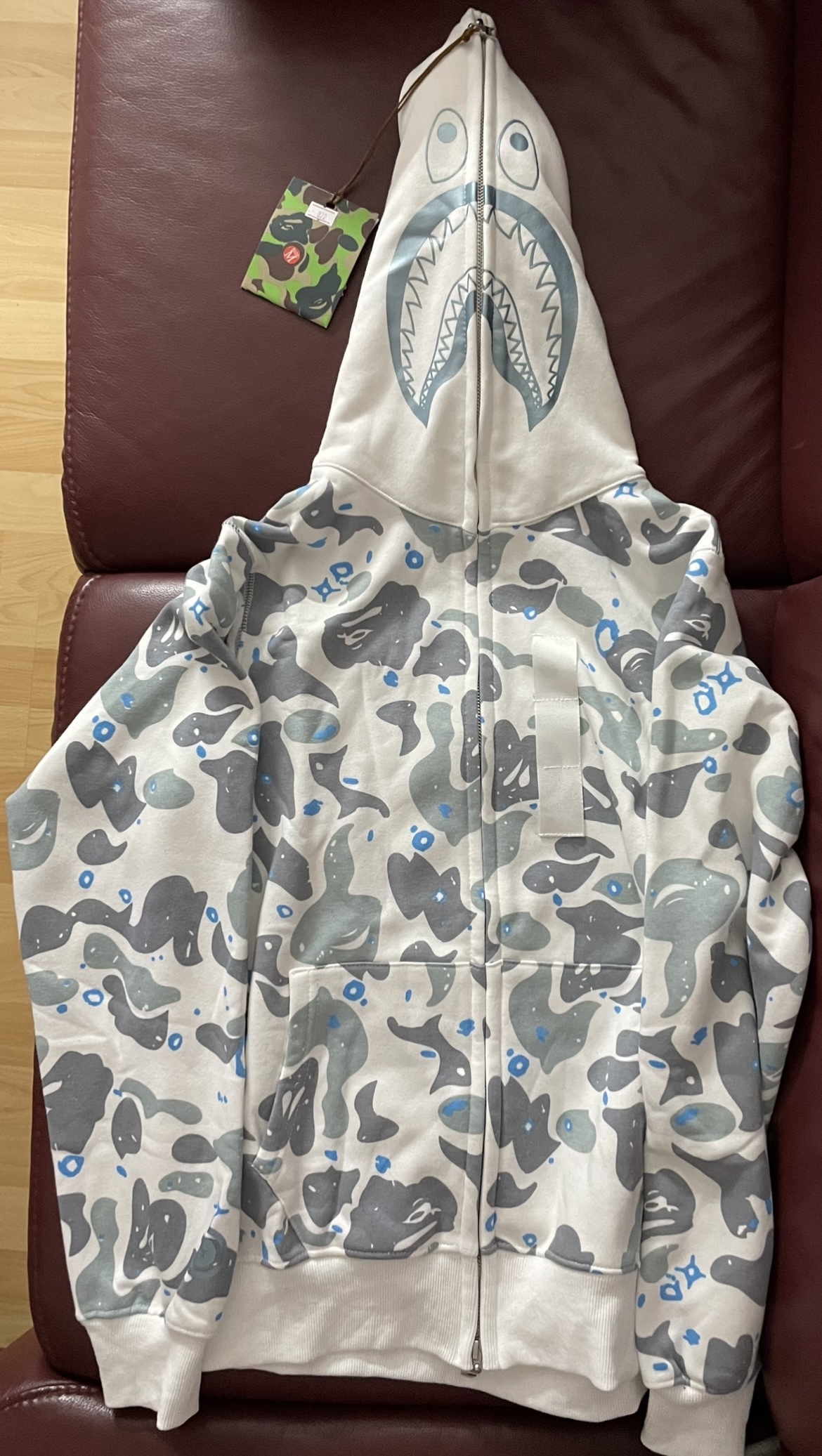 BAPE Space Camo Shark Full Zip Hoodie White review 1